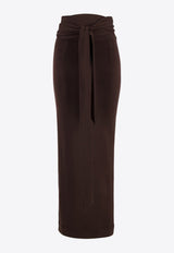 Dolce & Gabbana Belted Virgin-Wool Maxi Skirt Brown F4COOT FUGRH M1512