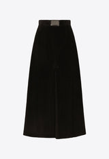 Dolce & Gabbana High-Waist Corduroy Midi Skirt Dark Brown F4CPET FUWEU M0682