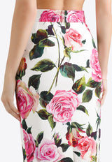 Dolce & Gabbana Rose Print Jacquard Midi Skirt Multicolor F4CVPT FSRQJ HA5IG