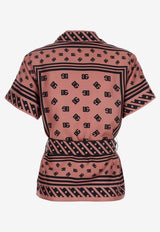 Dolce & Gabbana DG Logo Print Silk Shirt Pink F5G67T HI1X0 H24ZW