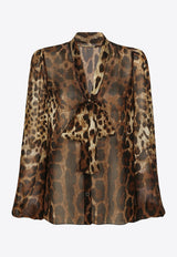 Dolce & Gabbana Leopard Print Silk Blouse Brown F5N70T IS1MN HY13M