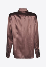 Dolce & Gabbana Long-Sleeved Silk Shirt Brown F5R13T FU1AU M0696