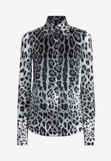 Dolce & Gabbana Leopard Print Silk Satin Shirt Multicolor F5R64T IS1WT HI13N