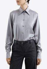 Dolce & Gabbana Silk Satin Long-Sleeved Shirt Gray F5S36T FU1UU N2613