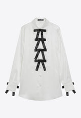 Dolce & Gabbana Bow Appliques Silk Buttoned Shirt White F5S82TFU1AU/R_DOLCE-W0800