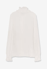 Dolce & Gabbana Silk Crewneck Long-Sleeved Shirt White F5S83T FU1AR W0800