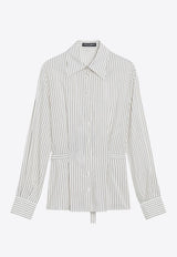 Dolce & Gabbana Pinstriped Shirt in Silk-Blend White F5T69TFBTAL/R_DOLCE-S8051
