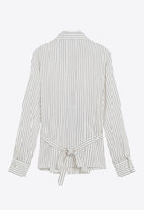 Dolce & Gabbana Pinstriped Shirt in Silk-Blend White F5T69TFBTAL/R_DOLCE-S8051