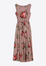 Dolce & Gabbana Bouquet Rose Print Midi Dress Pink F612PTHS5UT/S_DOLCE-HF5ZN