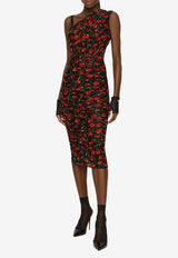 Dolce & Gabbana Cherry Print One-Shoulder Midi Dress Multicolor F6AHZT FSUA2 HN4IY