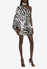 Dolce & Gabbana Sequined Zebra Mini Dress Monochrome F6AJDT FLSGH S0991