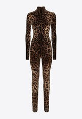Dolce & Gabbana Leopard Print High-Neck Jumpsuit Brown F6ANQT FJ7D5 S8350