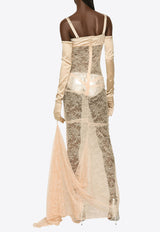 Dolce & Gabbana Lace Transparent Dress Pink F6BEQT FLMXZ F0050