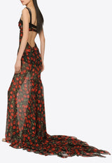 Dolce & Gabbana Cherry Print Midi Dress Black F6BETT IS1QA HN4IY