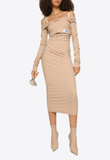 Dolce & Gabbana Off-Shoulder Stretch Jersey Midi Dress Beige F6BIAT FUGPO M2507