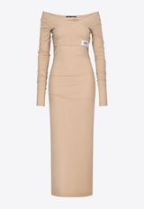 Dolce & Gabbana Off-Shoulder Stretch Jersey Midi Dress Beige F6BIAT FUGPO M2507