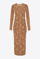 Dolce & Gabbana Sleeved Midi Dress Brown F6DBAT FLUBV M3041