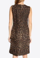 Dolce & Gabbana Jacquard Leopard Wool Midi Dress Brown F6DBDT FJ3D9 S8180
