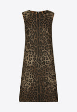Dolce & Gabbana Jacquard Leopard Wool Midi Dress Brown F6DBDT FJ3D9 S8180
