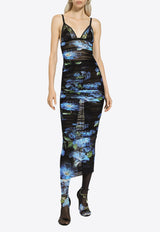 Dolce & Gabbana Bluebell Print Tulle Midi Slip Dress Multicolor F6DFIT FSUBB HN4YH