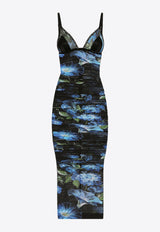 Dolce & Gabbana Bluebell Print Tulle Midi Slip Dress Multicolor F6DFIT FSUBB HN4YH