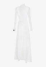 Dolce & Gabbana Maxi Silk Chiffon Dress with Self-Ties Bows White F6DJET FU1AT W0001