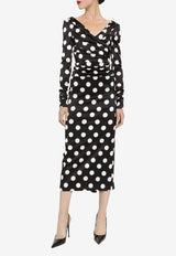 Dolce & Gabbana Polka-Dot Satin Midi Dress F6DJFT FSIBL HNL2W