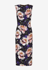 Dresses Peony-Print Sleeveless Midi Dress F6EAKT FSIBD HP4YC