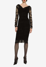 Dolce & Gabbana Draped Tulle Midi Dress F6G8QT FLEAA N0000