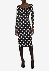 Dolce & Gabbana Polka-Dot Silk Midi Dress F6GAFT FSA6L HNL2W
