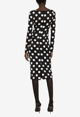 Dolce & Gabbana Polka-Dot Silk Midi Dress F6GAFT FSA6L HNL2W