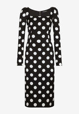 Dolce & Gabbana Polka-Dot Silk Midi Dress F6GAFT FSA6L HNL2W