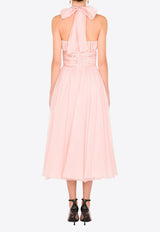Dolce & Gabbana Halterneck Silk Organza Midi Dress Pink F6J0BT FU1BU F2528