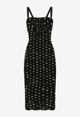 Dolce & Gabbana Polka Dot Print Draped Tulle Midi Dress F6JHXT FSRP7 HNZRW Black
