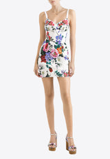 Dolce & Gabbana Peony Print Mini Dress Multicolor F6JJXT FSRQK HA5KT
