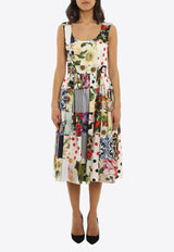 Dolce & Gabbana Sicilian Patchwork Midi Dress Multicolor F6N0BT GDY45 S9000