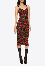 Dolce & Gabbana Floral Sleeveless Midi Dress Black F6R3OT FSUA3 HN4IY