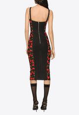 Dolce & Gabbana Floral Sleeveless Midi Dress Black F6R3OT FSUA3 HN4IY