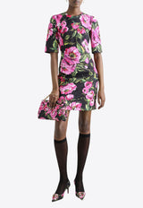 Dolce & Gabbana Peony Print Mini Dress Multicolor F6TMJT FSFN9 HN5KR