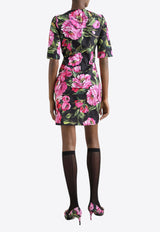 Dolce & Gabbana Peony Print Mini Dress Multicolor F6TMJT FSFN9 HN5KR