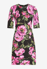 Dolce & Gabbana Peony Print Mini Dress Multicolor F6TMJT FSFN9 HN5KR