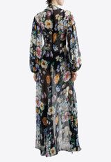 Dolce & Gabbana Floral Print Maxi Chiffon Dress Multicolor F6TMXT IS1XF HN5JC