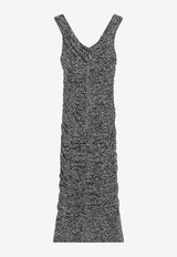 Dolce & Gabbana Off-Shoulder Diagonal Print Dress Gray F6TWBTFSA72/R_DOLCE-HH5QT