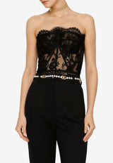 Dolce & Gabbana Lace Bustier Top F72X4T HLMQJ N0000 Black