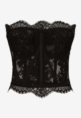 Dolce & Gabbana Lace Bustier Top F72X4T HLMQJ N0000 Black