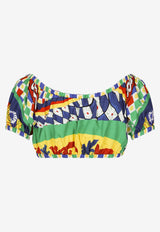 Dolce & Gabbana Carretto Print Cropped Top F755RT FI5G1 HH4KW Multicolor