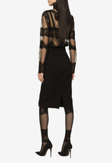 Dolce & Gabbana Tulle Turtleneck Top with Lace Inserts F760RZ HLM0U N0000 Black