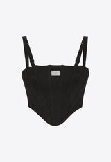 Dolce & Gabbana Logo Plate Cropped Top Black F778RT FU7DU N0000