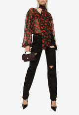 Dolce & Gabbana Cherry Print Blouse in Chiffon F778TT IS1QA HN4IY Multicolor
