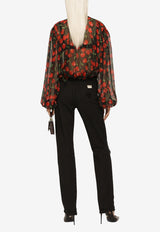 Dolce & Gabbana Cherry Print Blouse in Chiffon F778TT IS1QA HN4IY Multicolor